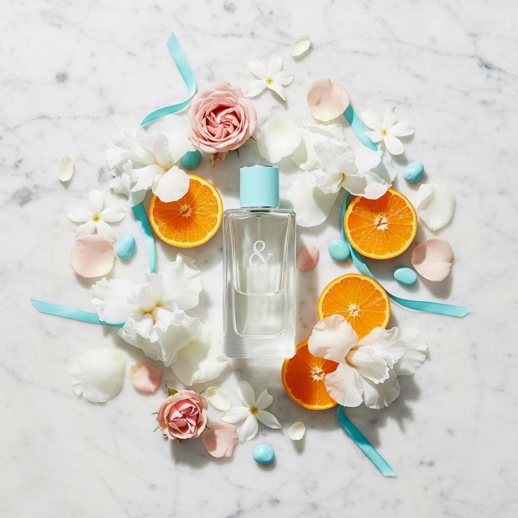 Tiffany Love For Her – ingredients flat lay