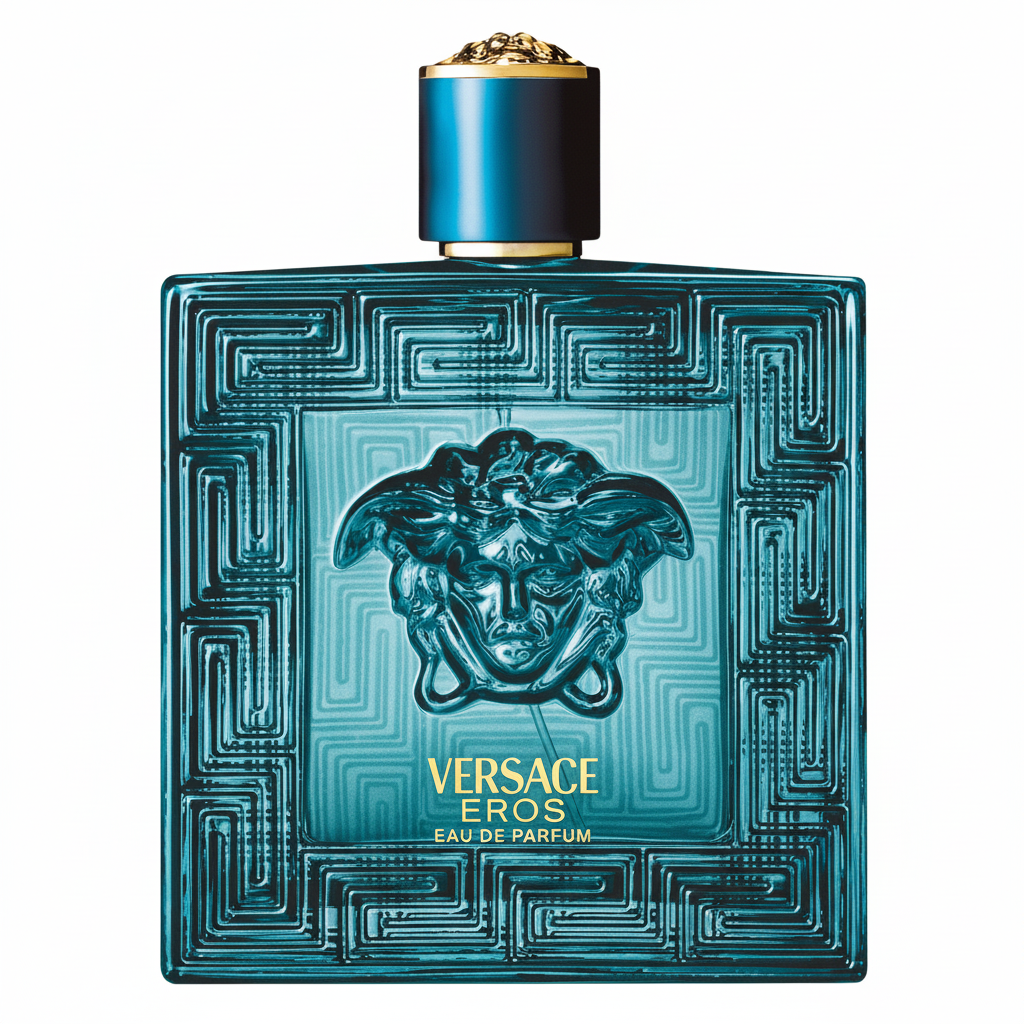 Versace Eros Eau de Parfum bottle on white background