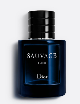 Dior Sauvage Elixir bottle – deep blue flacon with black cap