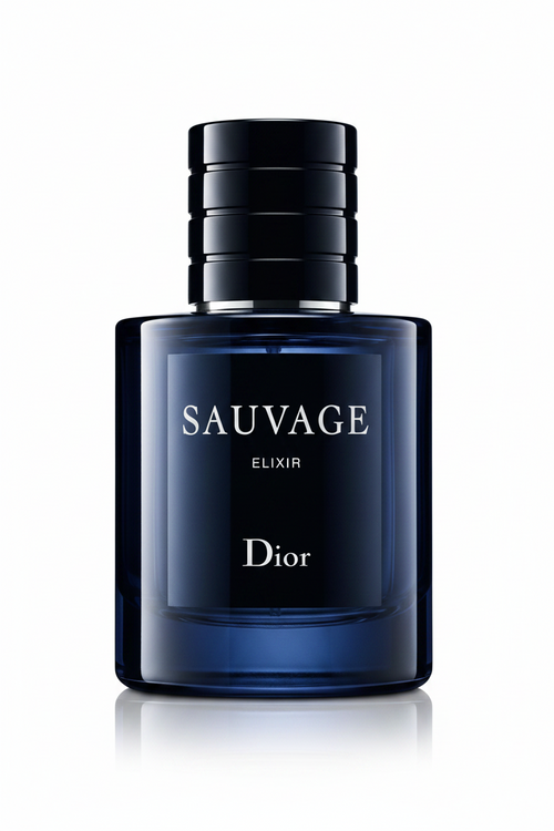 Dior Sauvage Elixir bottle – deep blue flacon with black cap