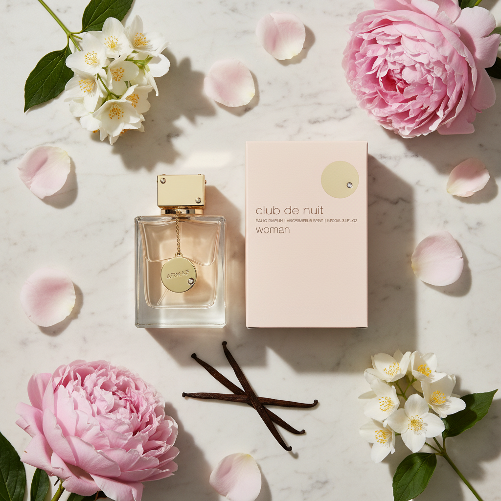 Club de Nuit Woman – ingredients flat lay
